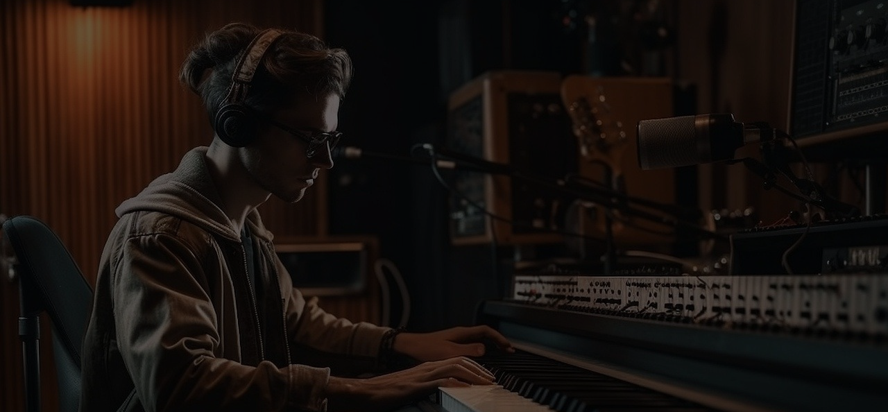 Hero image of someone working in a music studio